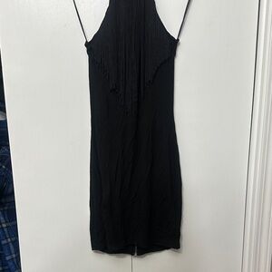 Guess Black Backless Fringe Dress